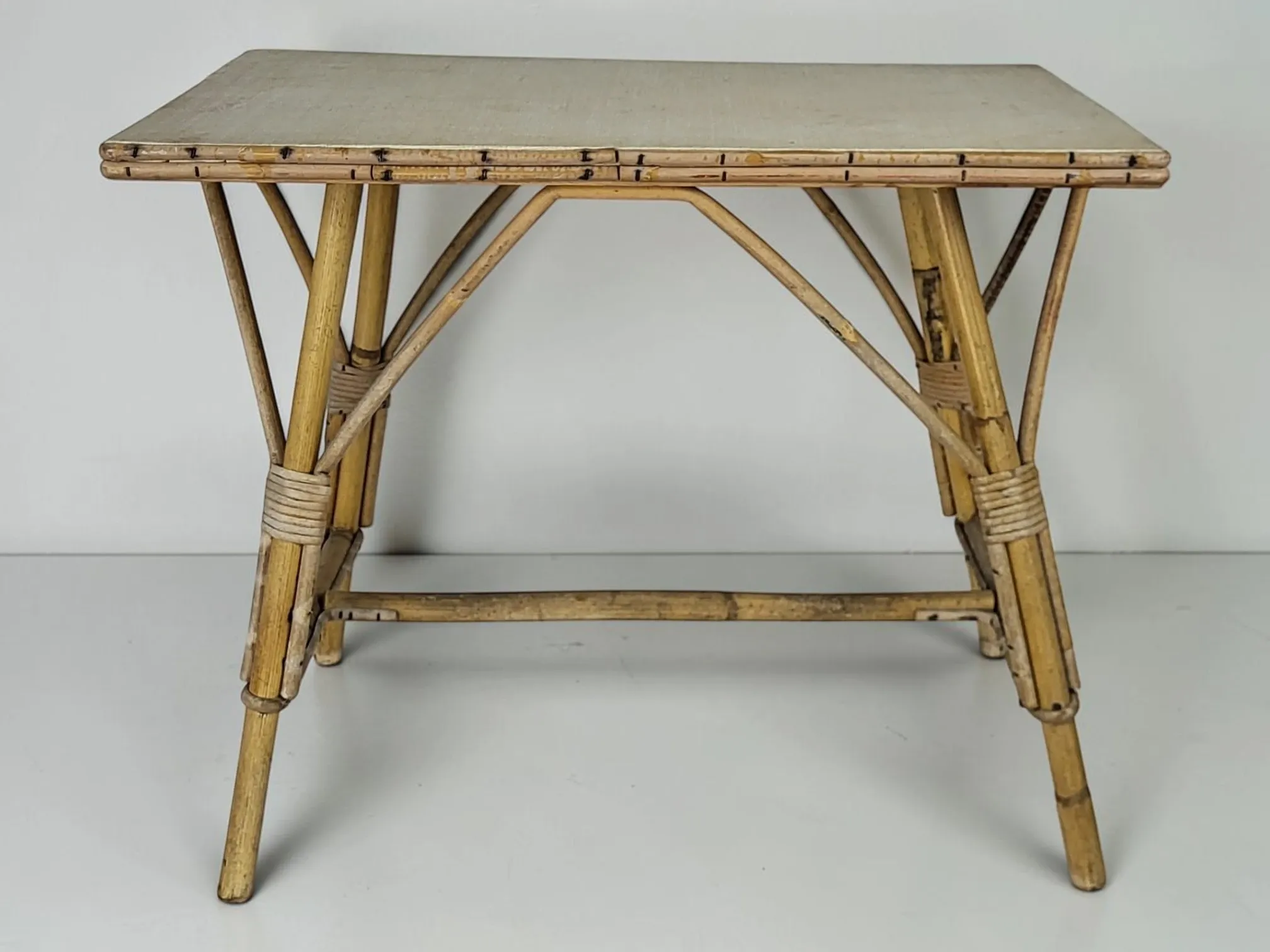 Side table / coffee table in rattan and bamboo, 1960s