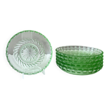 Art Deco glass bowl, 6 pieces, pastel green, bowl, dessert