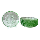 Art Deco glass bowl, 6 pieces, pastel green, bowl, dessert