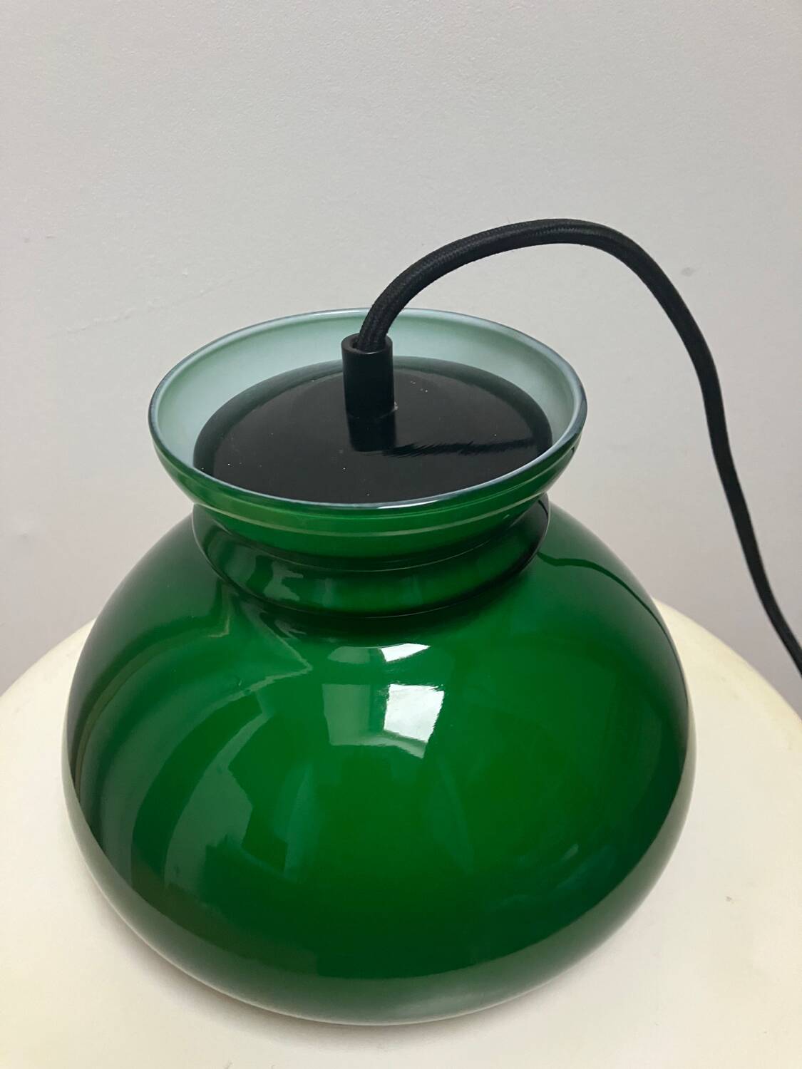 Vintage green opaline portable lamp