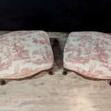 Pair of Louis XV style walnut stools