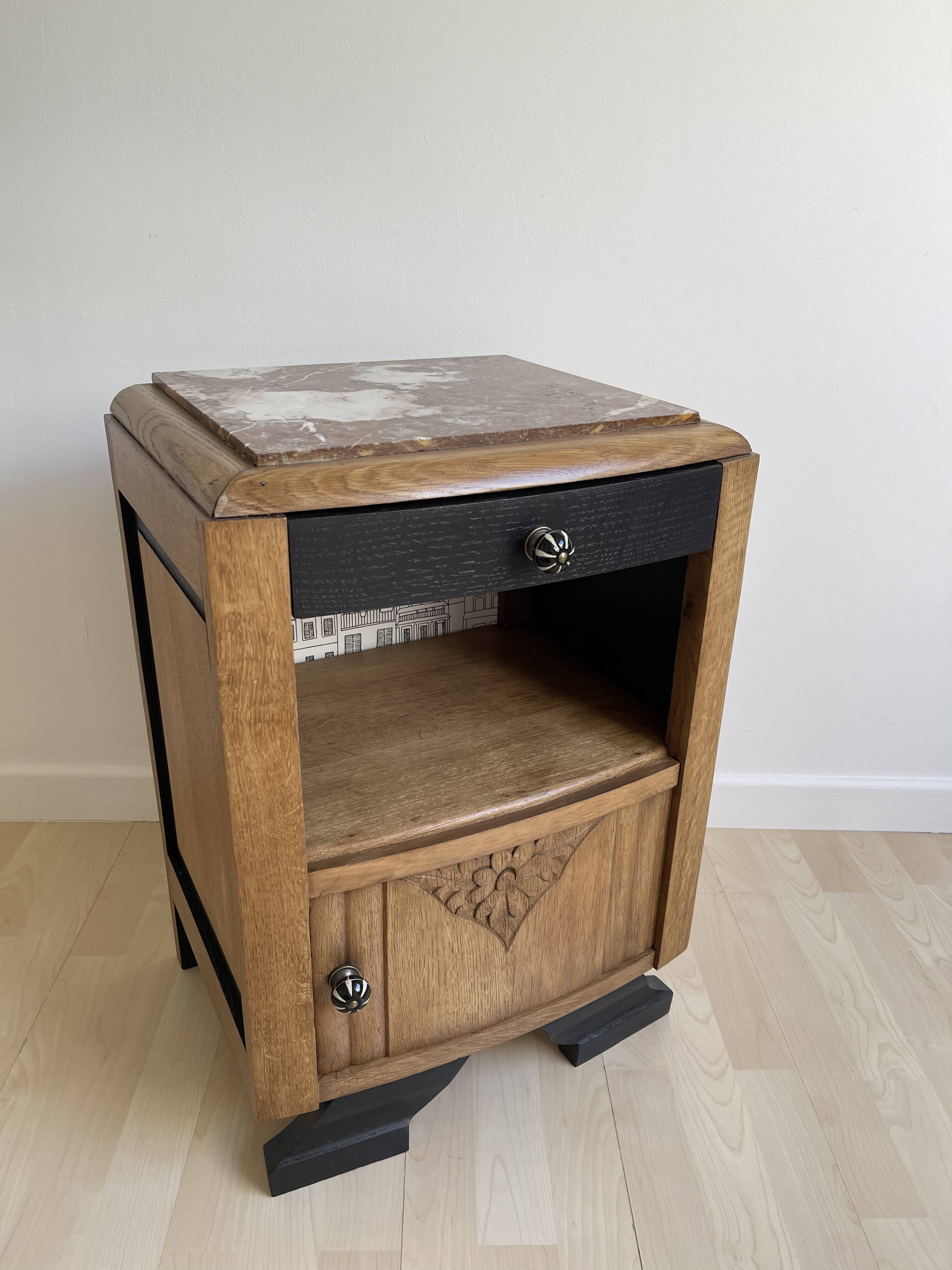 black Art Deco bedside table