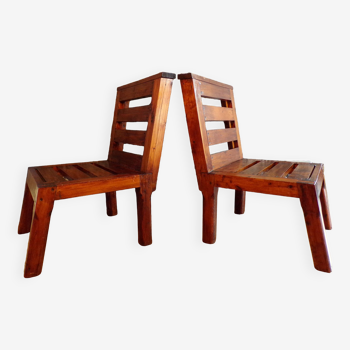 Pair of 1960 pine chairs