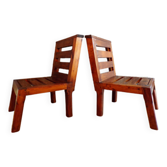 Pair of 1960 pine chairs