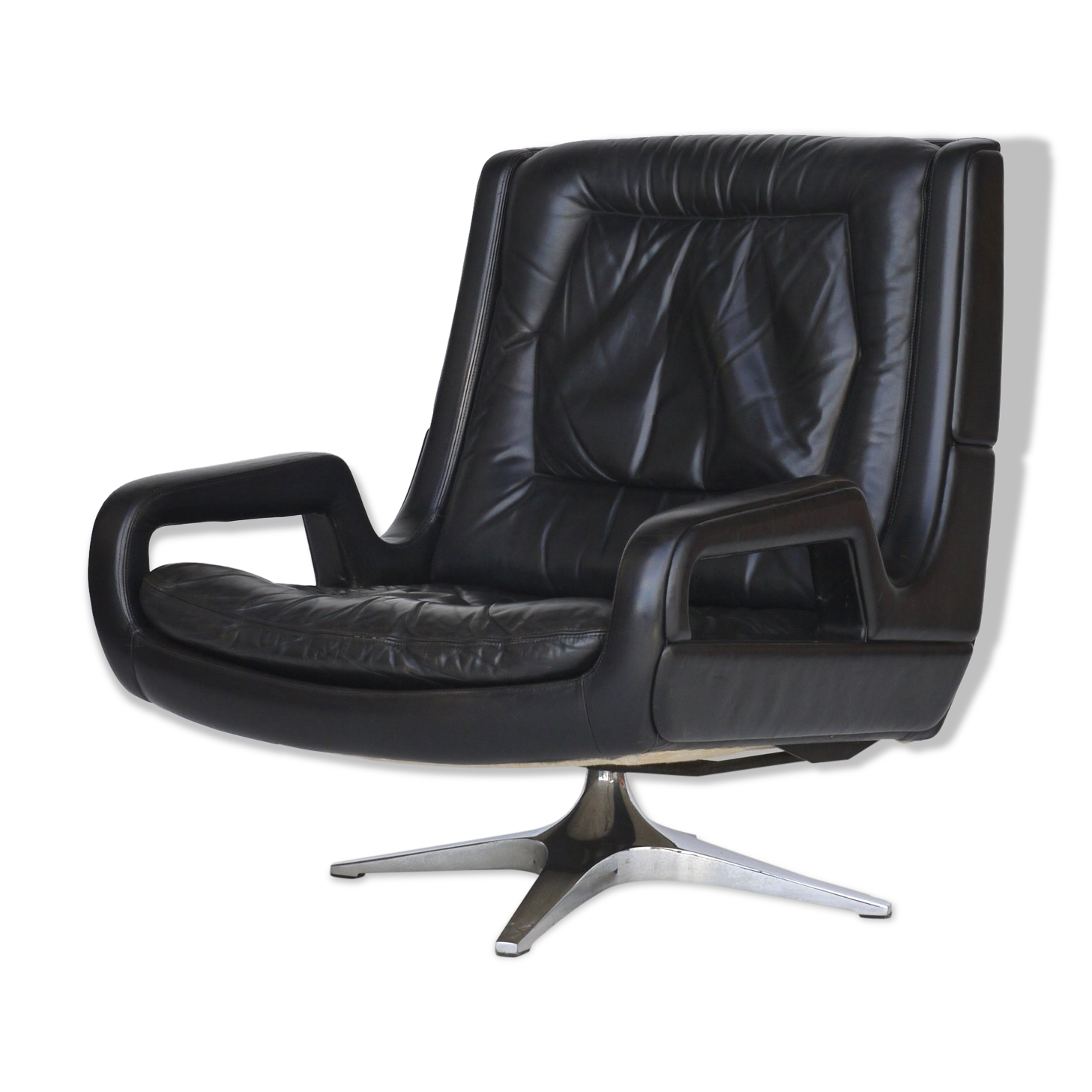 Leather Swivel Lounge Chair. 1960s