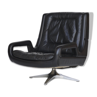 Leather Swivel Lounge Chair. 1960s