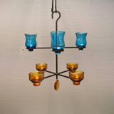 Hanging candlestick in cast iron and glass, Danish from the 1970s.
