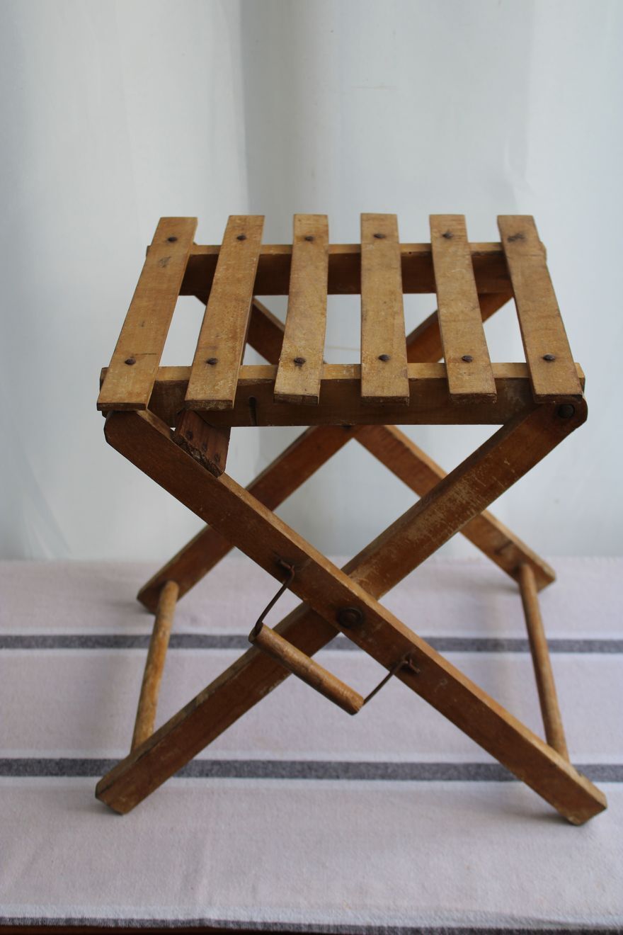 Folding wooden stool