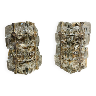 Pair of Sciolari style crystal sconces