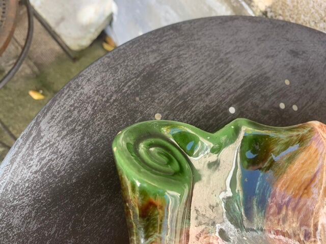 Vintage vallauris style glazed ceramic fruit cup