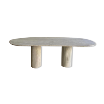 Oblong dining table - Olya - 220x100 - natural travertine