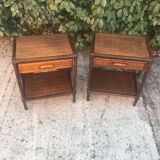 Paire de chevets en rotin