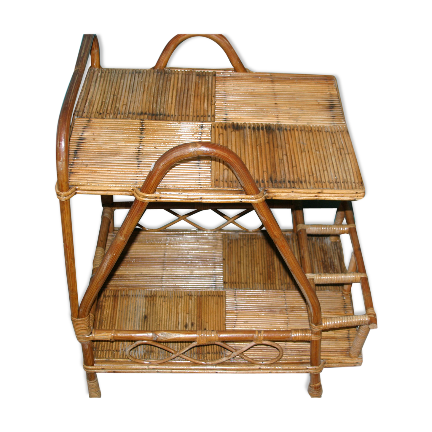 Rattan serving table
