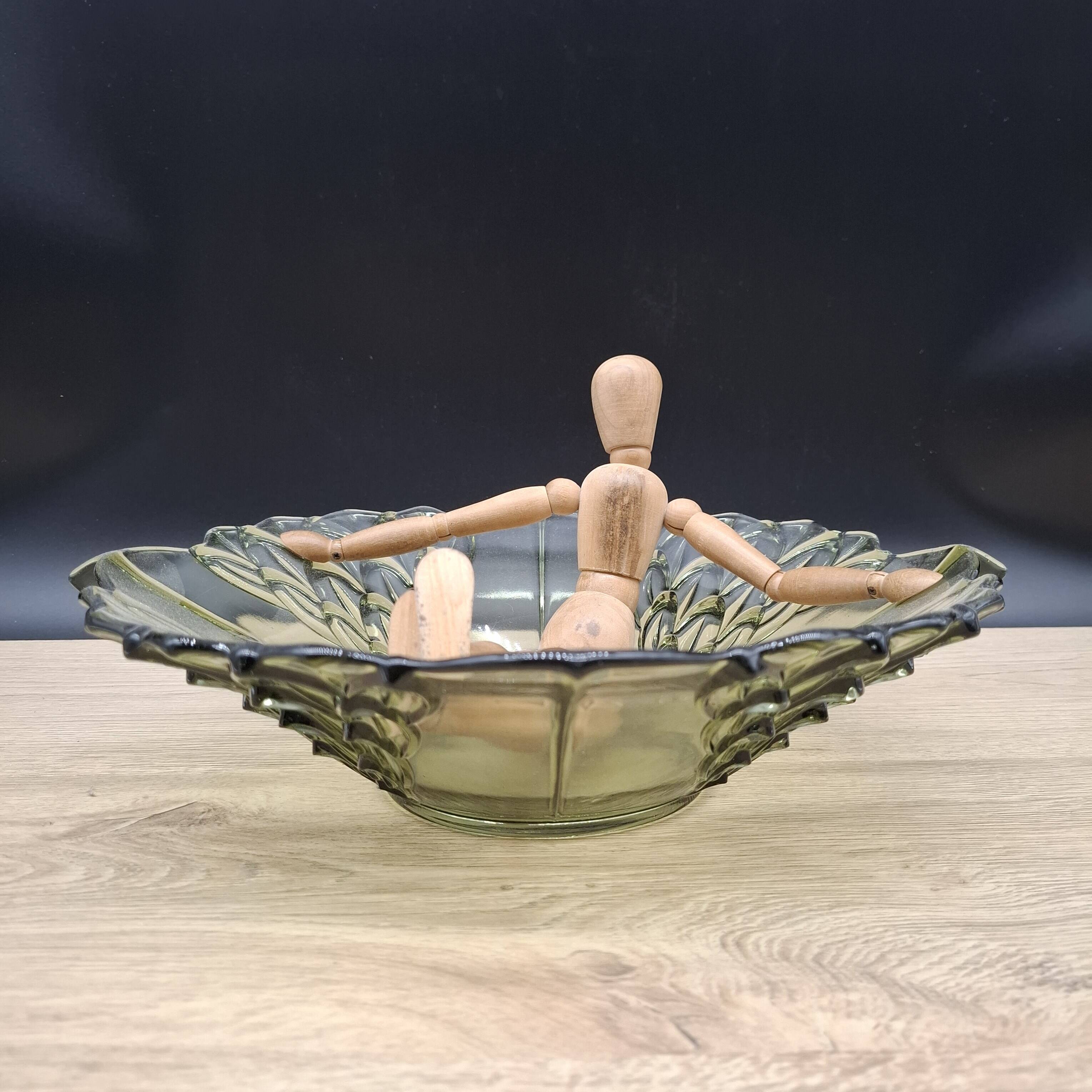 Manage khaki green glass flat salad bowl