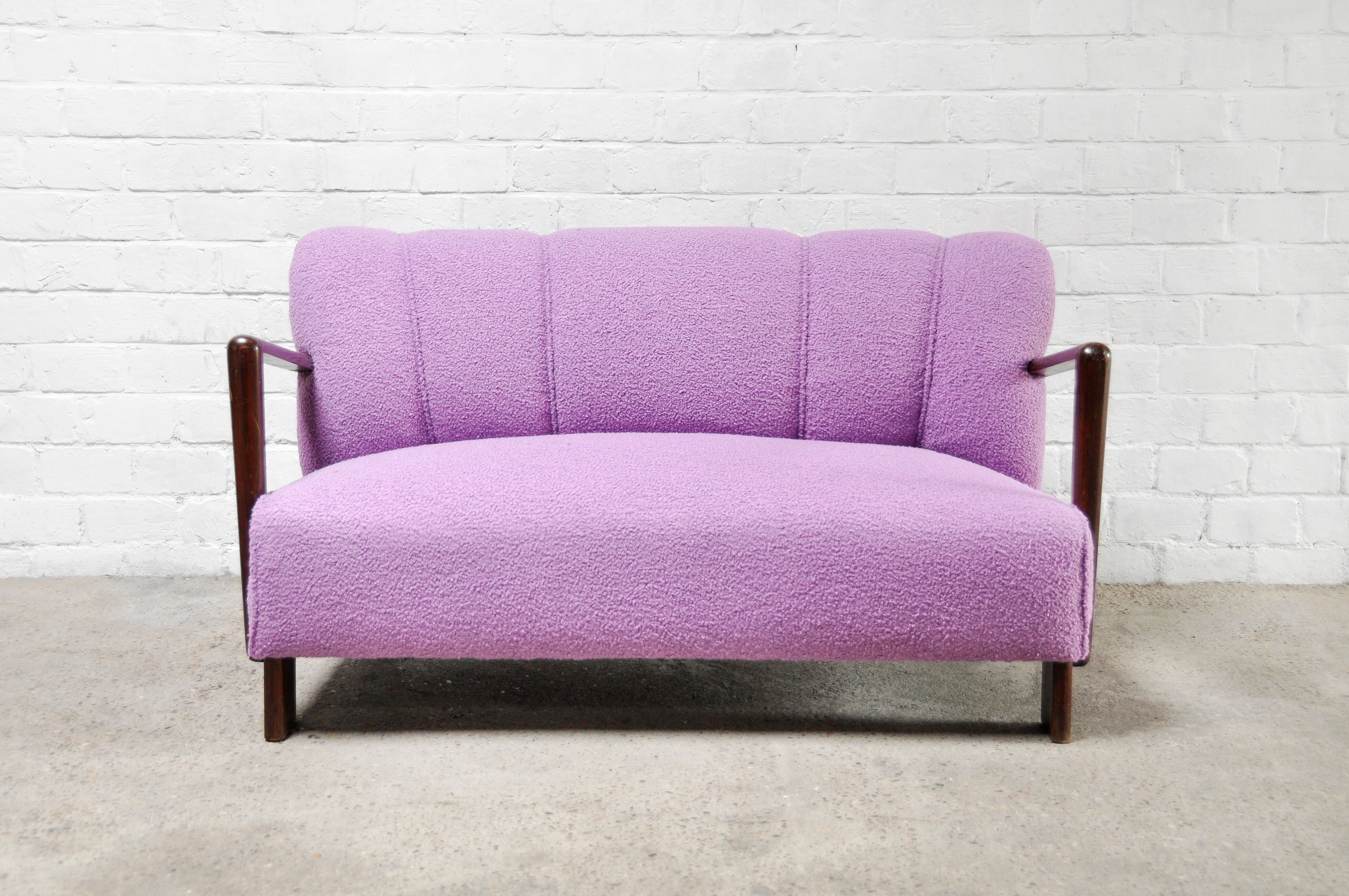 Mid-Century Italian Sofa in Purple Bouclé Wool, 1950s