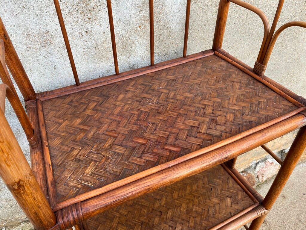 Vintage 70s rattan library