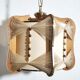 Raffia and wood ceiling lamp. Spain, 1970s.