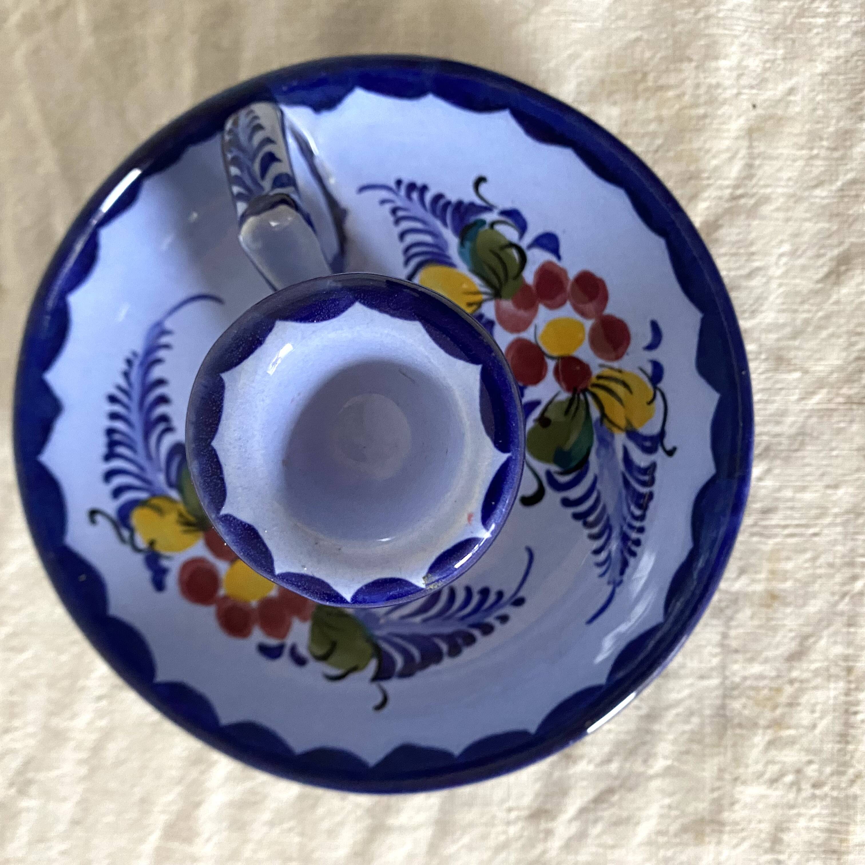 Hand-painted ceramic thumbtack candle holder