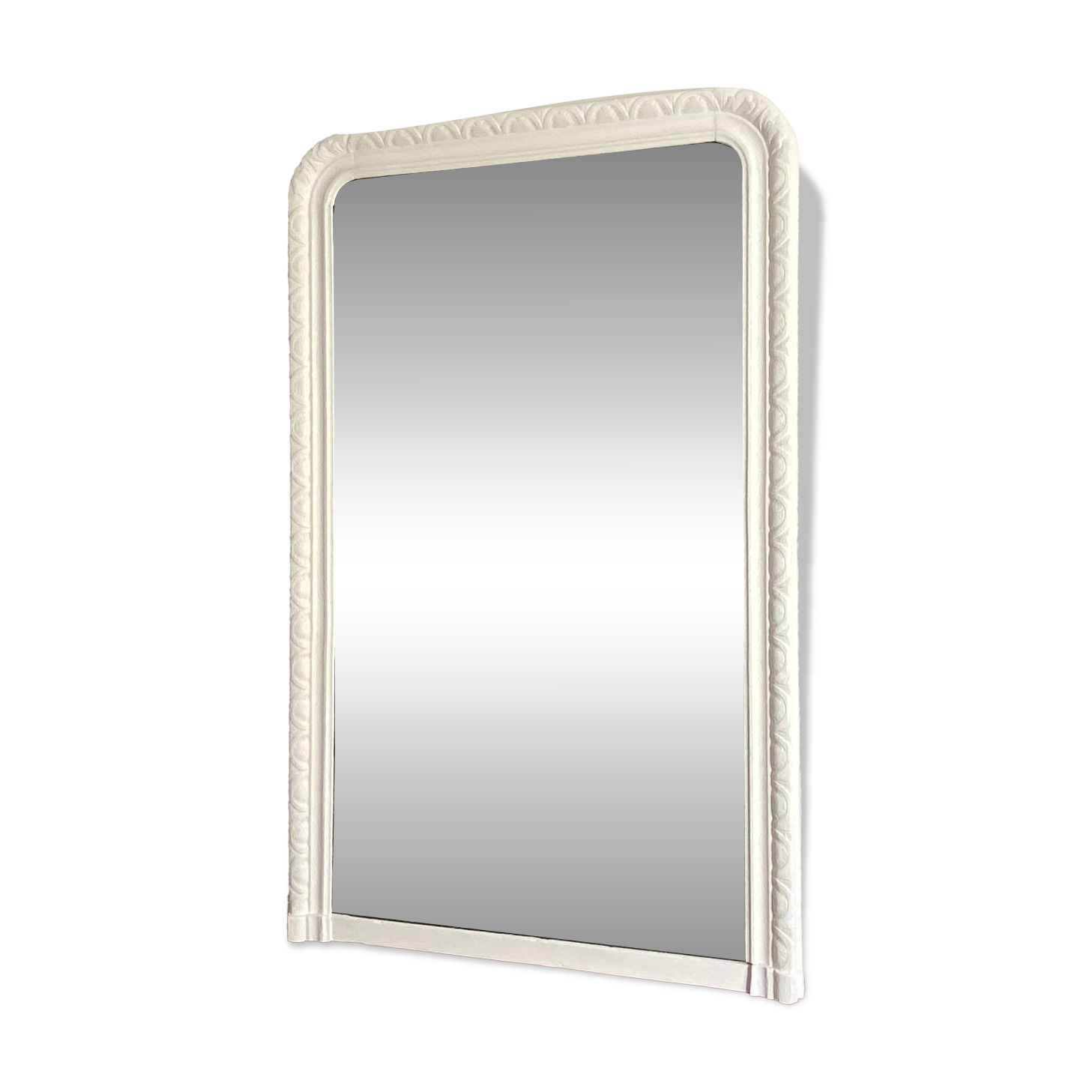 Grand miroir Louis Philippe blanc. 145x90. Fin 19ème.