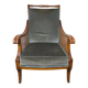 Fauteuil bergère style Régence en bois, tissu et cannage