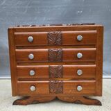 1930 Art Deco chest of drawers with recessed pink marble