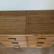 3-drawer rattan/bamboo chest of drawers attributed to Adrien Audoux and Frida Minnet. Circa 1950