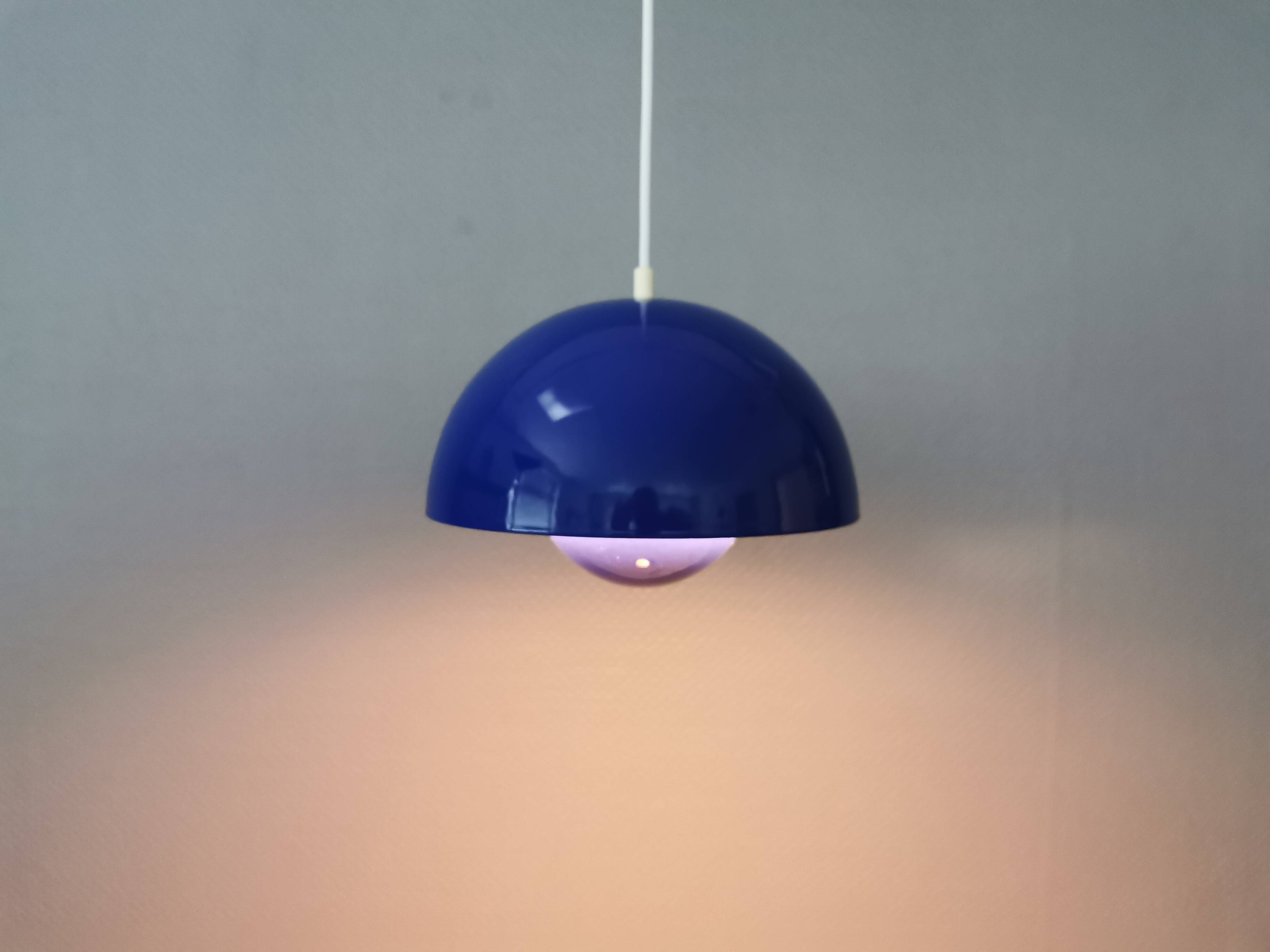 Vintage Verner Panton Flowerpot VP1 Enamel Hanging Lamp, Danish Design