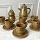 service à café 6 tasses et sous-tasses, theière et sucrier en cérémique / poterie / grès années 50-6