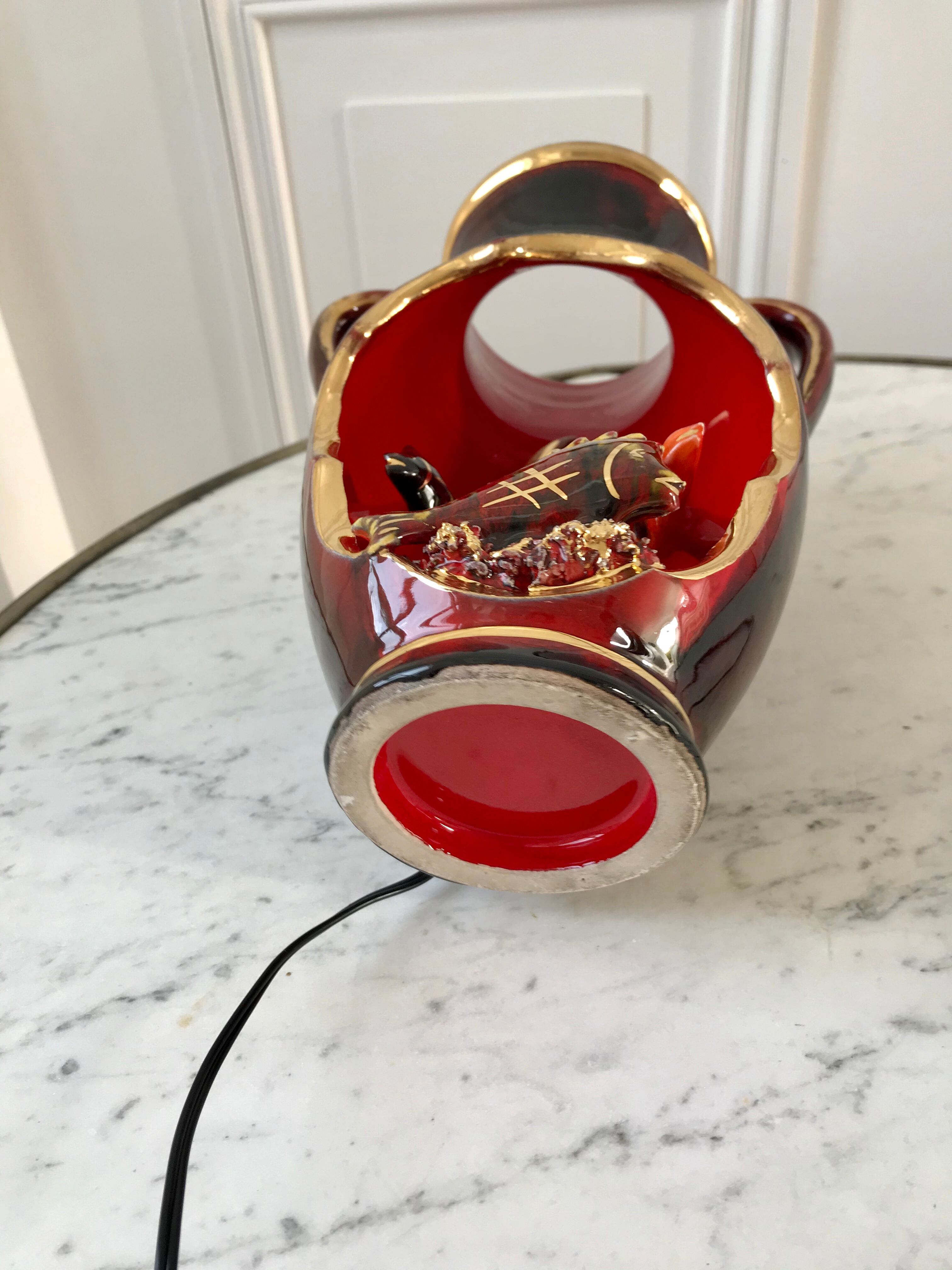 Lamp Vallauris fish handle corals 70s bulb provided