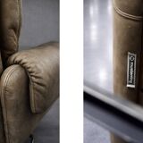 Vintage Mid-Century German Modern Leather Lounge Swivel Chair, 1960s