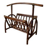 Bamboo and rattan magazine rack from the 70s