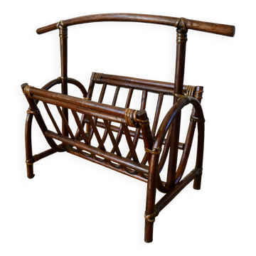 Bamboo and rattan magazine rack from the 70s