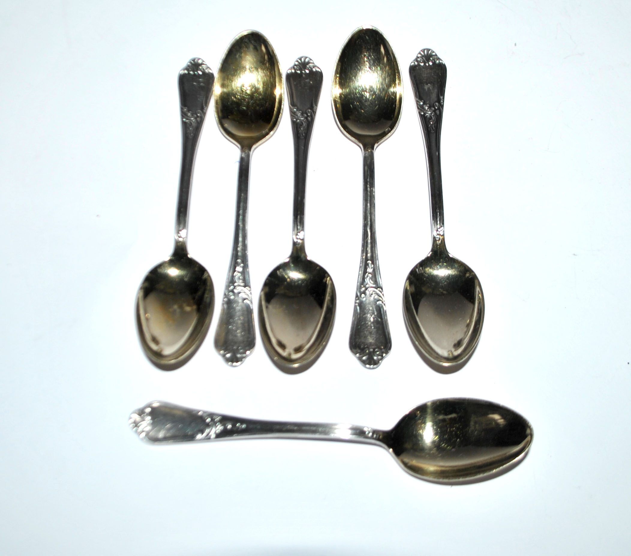 DEETJEN Lot of 6 silver-plated metal moka teaspoons Louis XV Rocaille no. 25