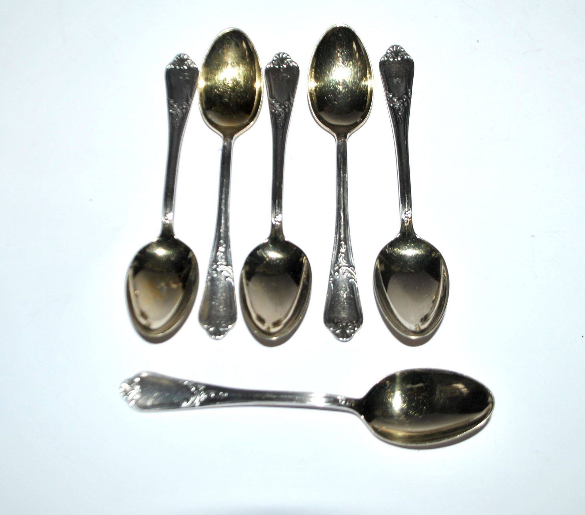 DEETJEN Lot of 6 silver-plated metal moka teaspoons Louis XV Rocaille no. 25