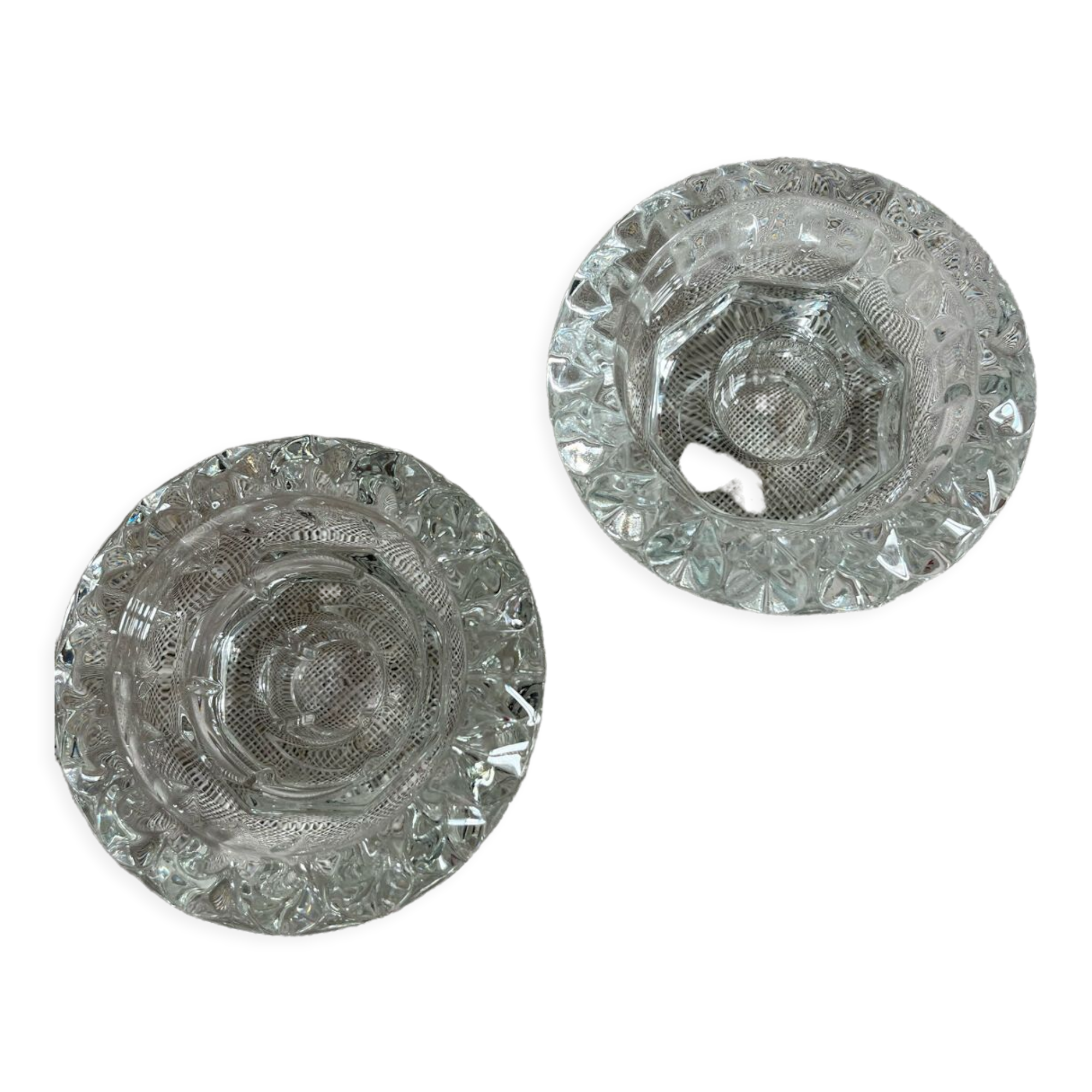 Paire de bougeoirs en verre