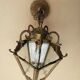 Old lantern 5 sides in bronze and engraved glasses of louis xvi style in working order