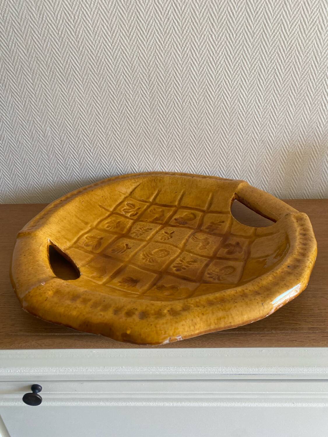Large glazed terracotta dish