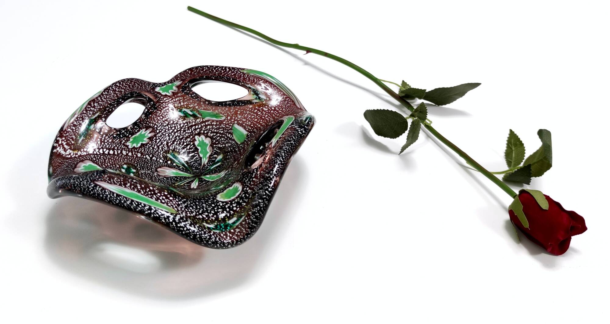 Brown Murano Glass Ashtray / Catchall by Fratelli Toso with Murrines