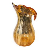 Vase en verre bullé orange