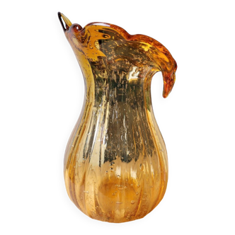 Vase en verre bullé orange