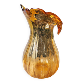 Orange bubbled glass vase