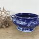Blue & white marbled ceramic vase, pot cover