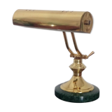 Lampe de notaire banquier ancienne laiton et marbre vert années 50 -