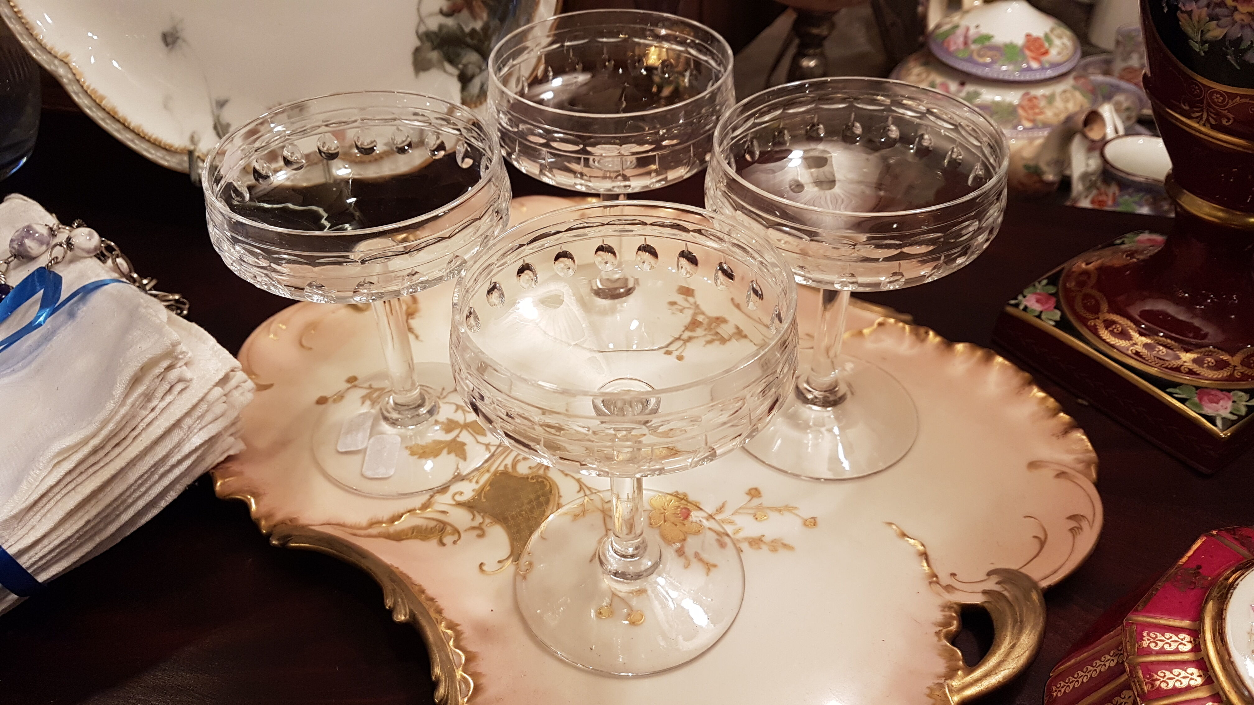 Set of 4 glasses cut Crystal