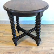 Antique side table with turned legs in solid wood, Louis XIII style