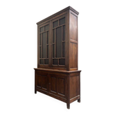 Vitrine/armoire vintage XL en bois, très haute, avec verre en relief