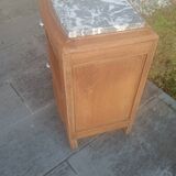 Solid oak bedside table with marble