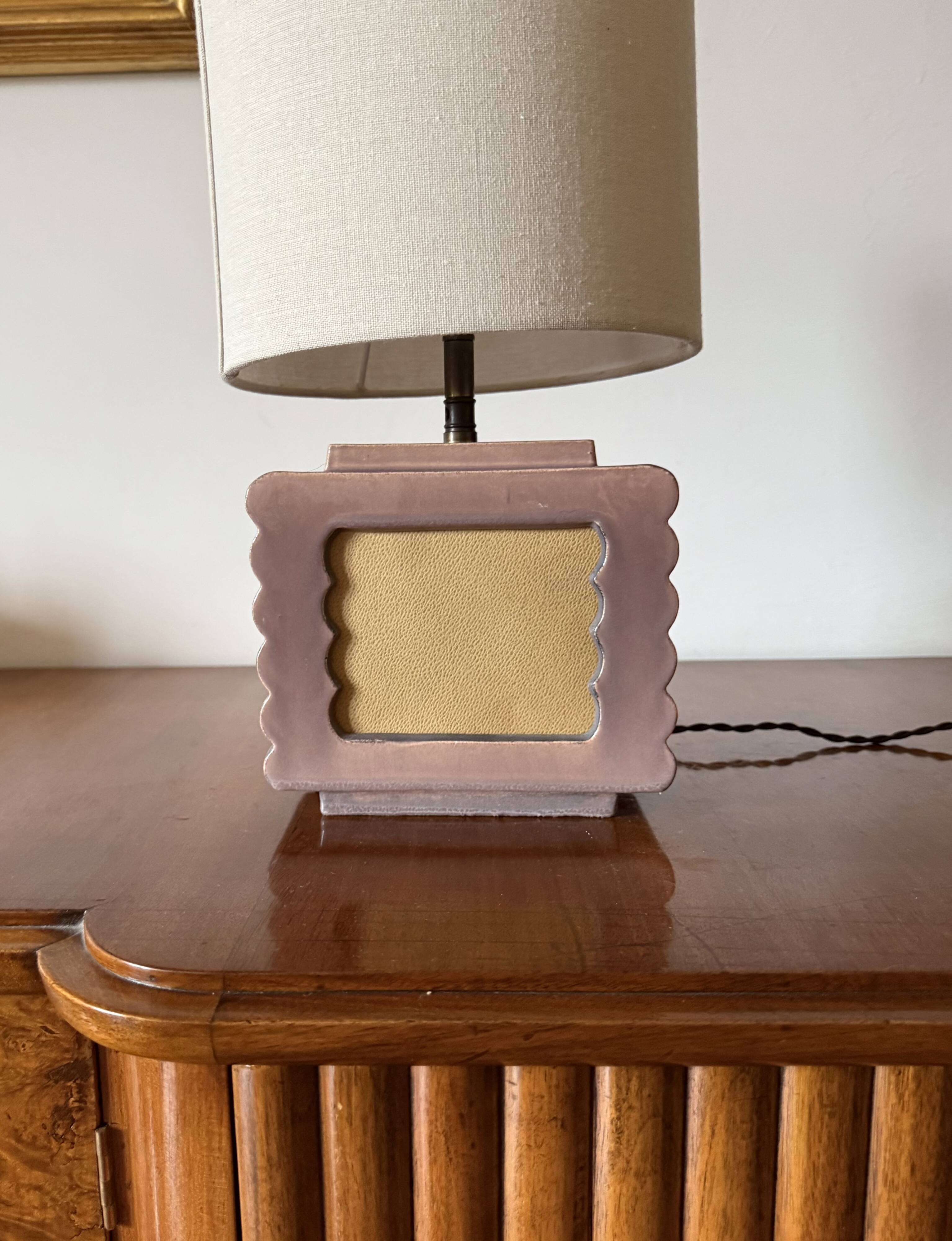 Art deco ceramic table lamp, Andre Fau Boulogne France circa 1940s