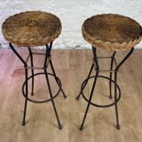 Metal and wicker bar stools