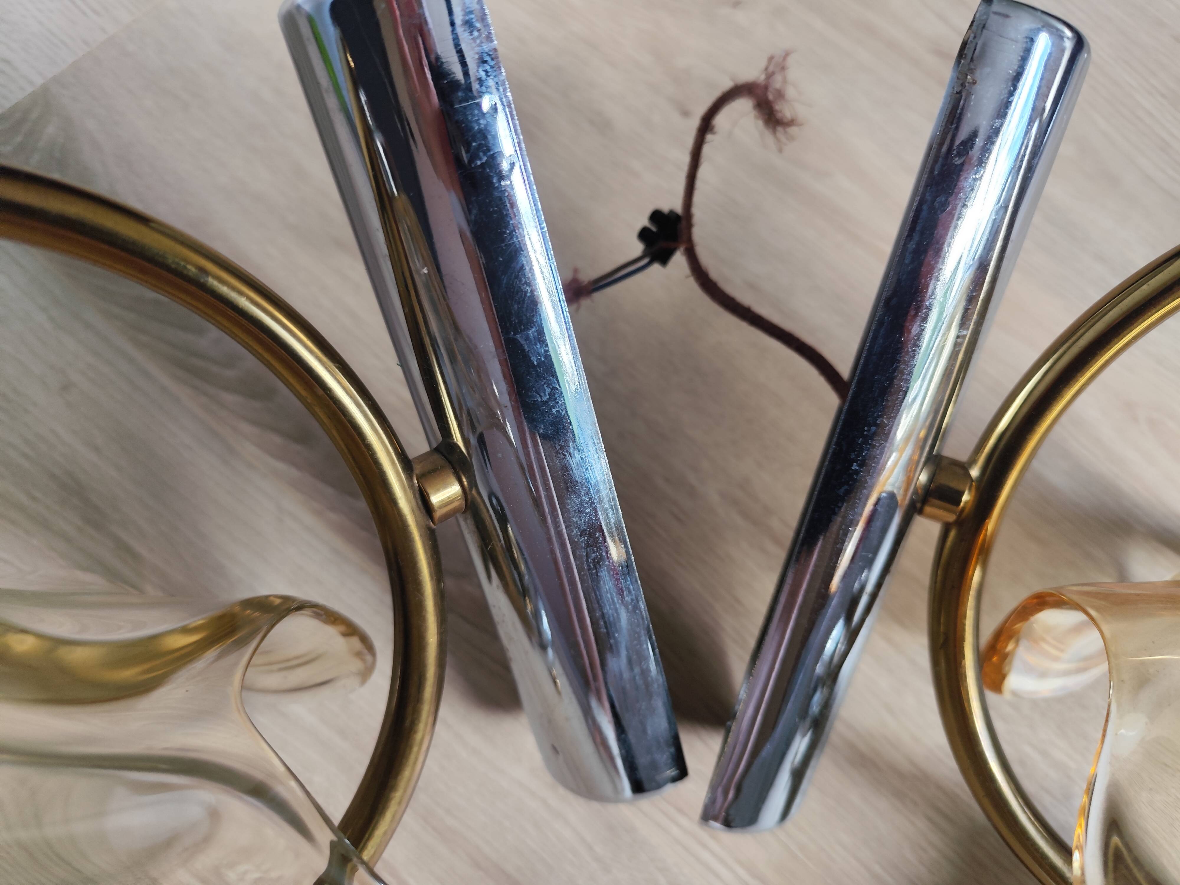 Pair of vintage tulip wall lights from the 70s